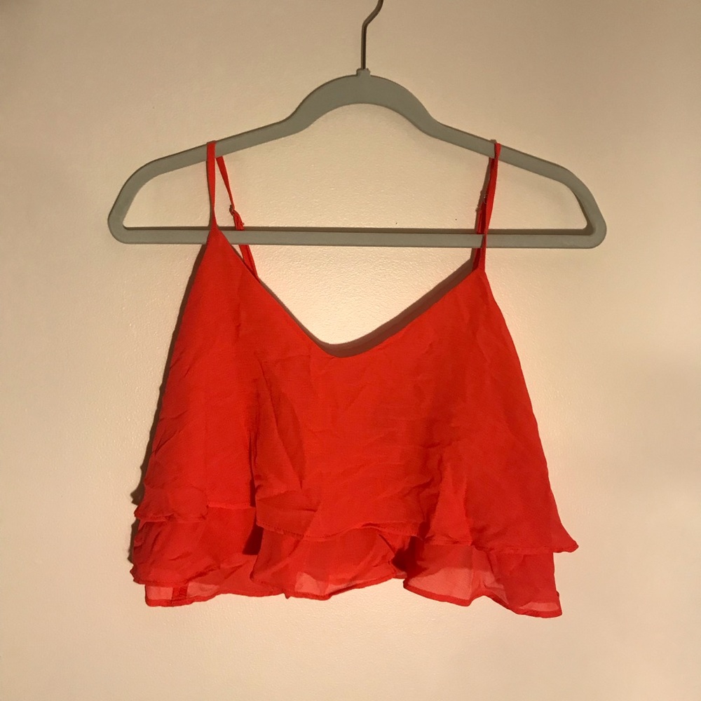 Red flowy crop top